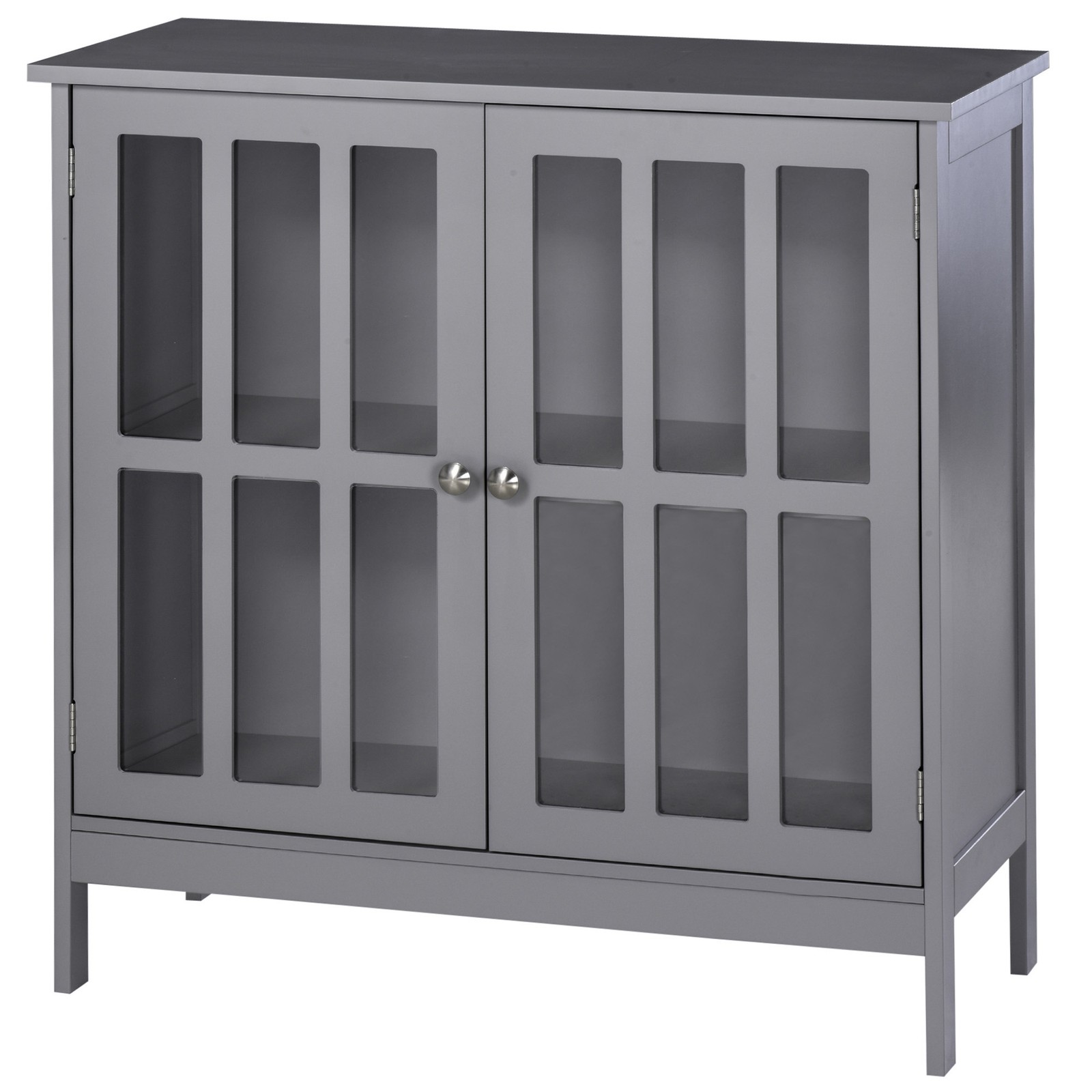32" Contemporary Sideboard Buffet Cabinet LED Lights 2 Doors Gray Living Room gallery