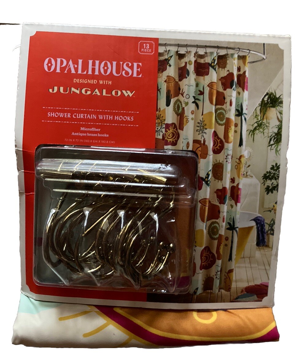 Opalhouse With Jungalow Collage Shower Curtain with Hooks 72” x 72” NEW gallery
