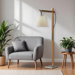 61″ Natural Solid Wood Task With White Cotton Shade