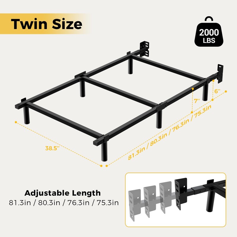 Twin Bed Frame, 7 Inch Basics Metal Bed Frame, Heavy Duty 9-Leg Base for Box ... gallery