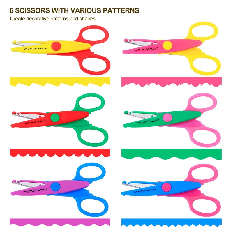 UCEC Craft Scissors Decorative Edge, Zig Zag, Kids Safety 6pcs, Style 1 gallery