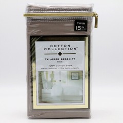 Levinsohn Cotton Collection Silver Solid Twin 15 in Drop Tailored Bedskirt NEW