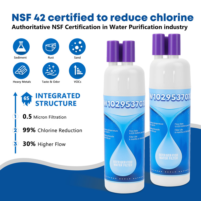 6Pack Replacement Refrigerator water filter 10295370A WHR1RXD1 KAD1RXD1 P8RFWB2L gallery