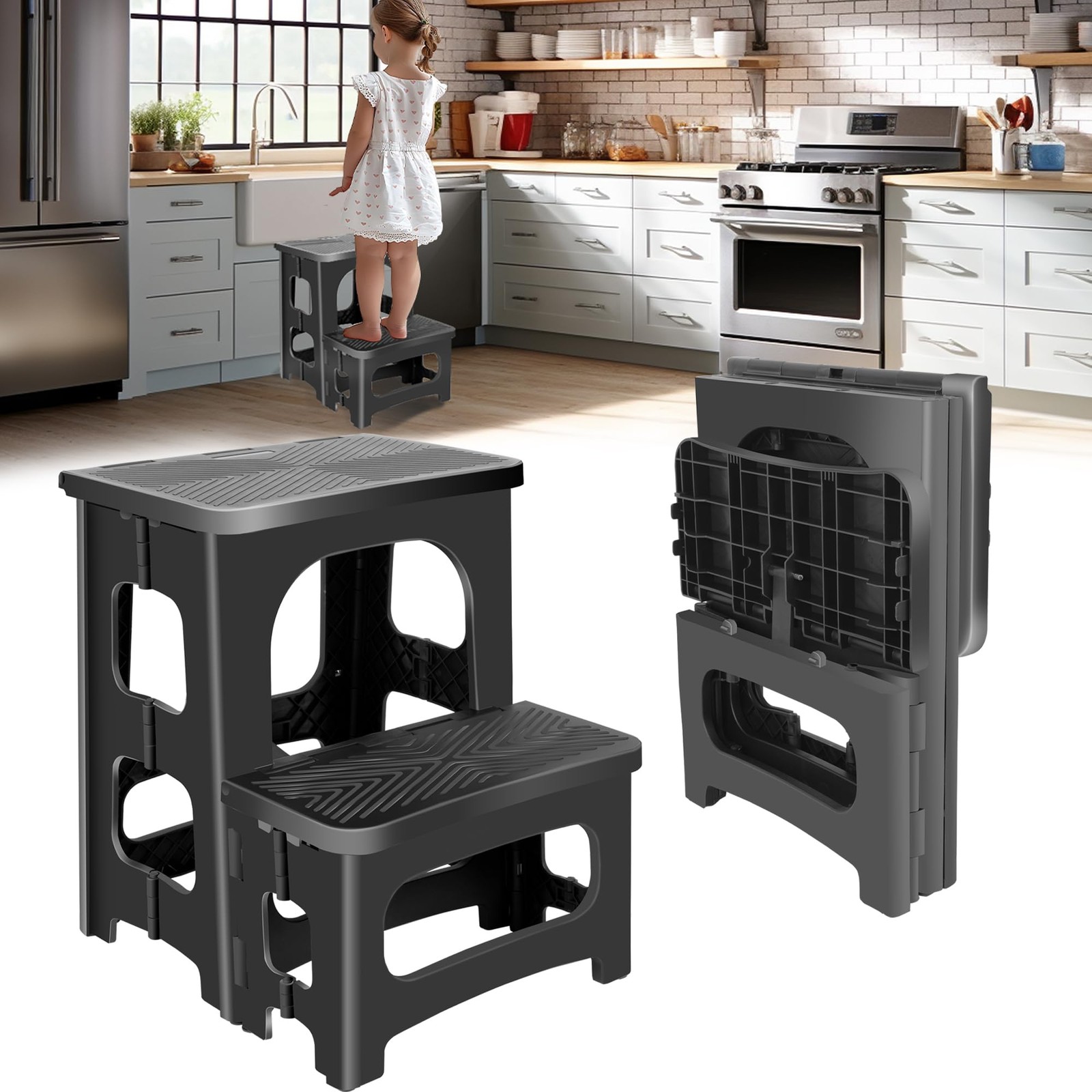 Folding 2 Step Stool for Adults,Collapsible Rv Step Stool Holds 300LB,Anti-Sl... gallery