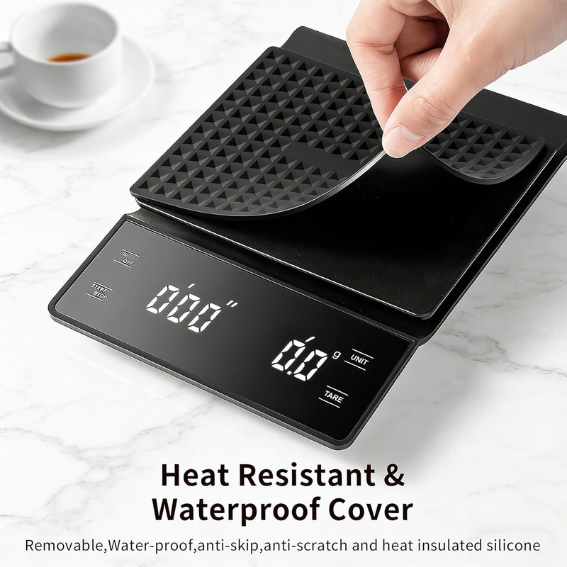 High Precision Coffee Scale with Timer, 3Kg/0.1G, Batteries Included gallery