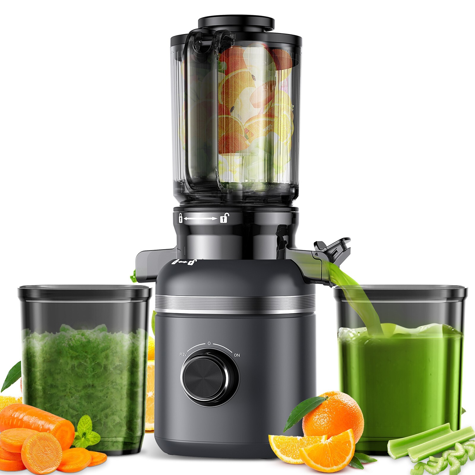 Juicer Machines Cold Press Juicer, Powerful Slow Juicer Ultra Quiet Easy Clean gallery