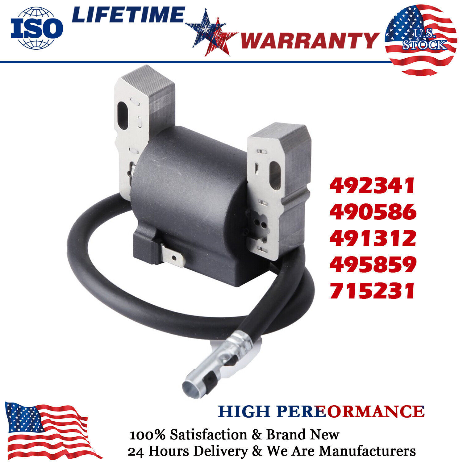 Ignition Coil For Briggs Stratton 492341 490586 491312 495859 715231 591459 gallery