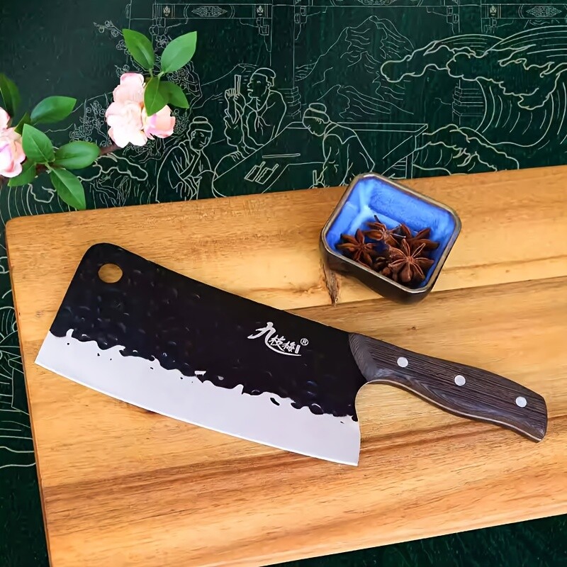 Hand-Forged Bone-Cutting Cleaver Knife - Multipurpose Kitchen Butcher's Tool US