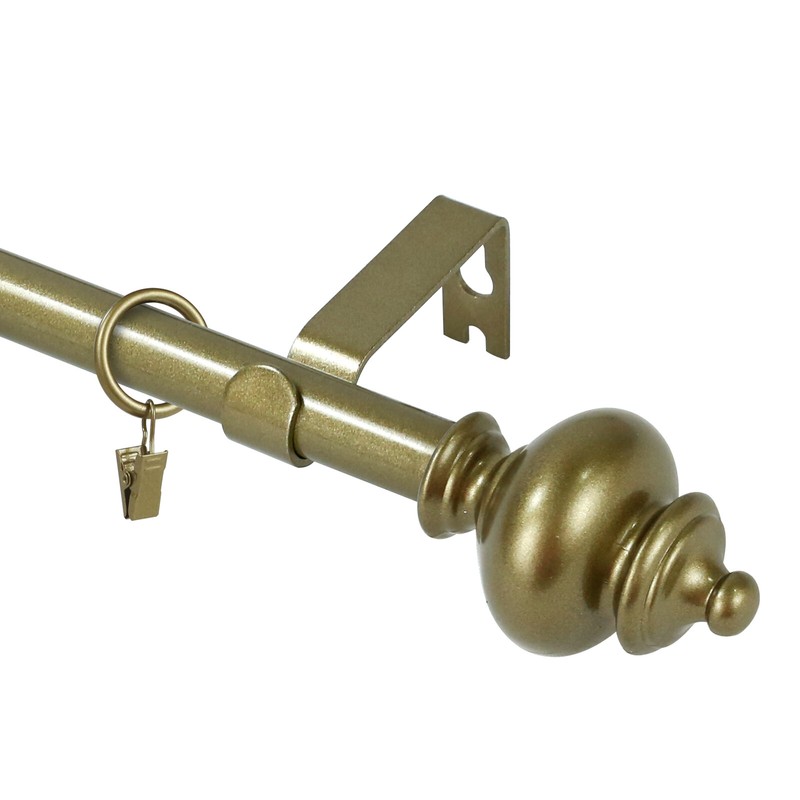 Round Urn Adjustable Single Drapery Curtain Rod Set with Rings, 5/8", 28"-120" gallery