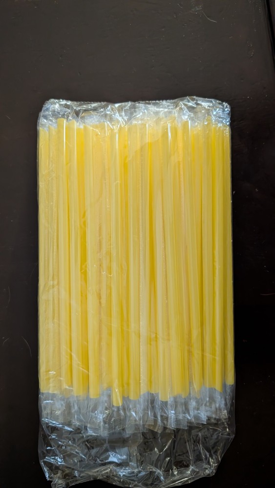 Yellow Individually Wrapped Disposable Drinking Straws - Pack of 100
