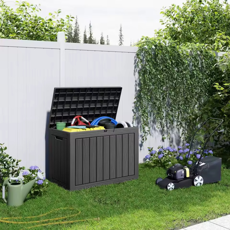 50 Gallon Outdoor Storage Deck Box Waterproof Lockable Resin Patio Garden Bin gallery