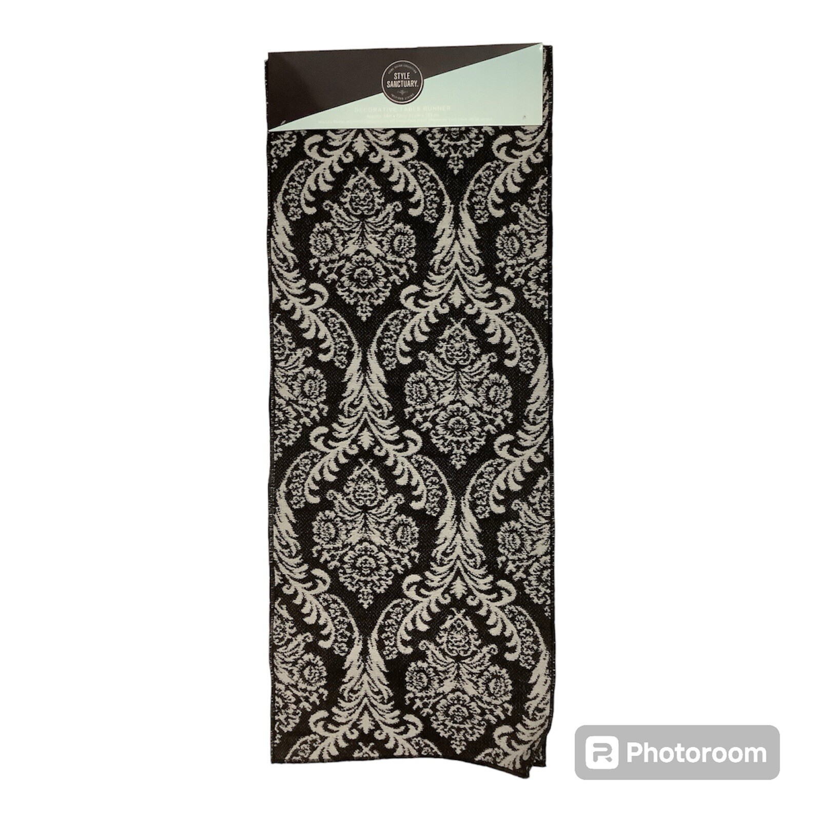 Black And Gray 14"x 72" TABLE RUNNER - Polyester Linen gallery