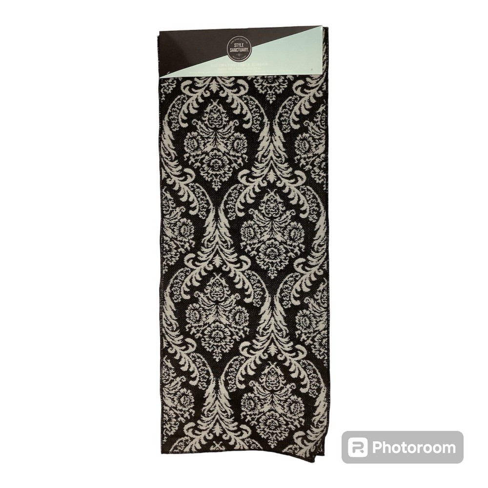 Black And Gray 14"x 72" TABLE RUNNER - Polyester Linen
