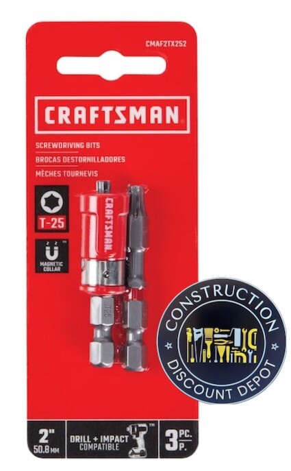 3 Piece Craftsman 2-in T25 Torx Screwdriver Bit Set Impact Rated + Sleeve Lock gallery