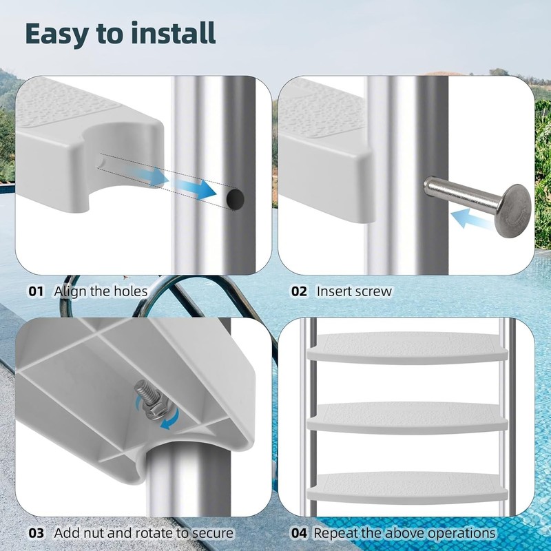 3-Pack Universal Pool Ladder Replacement Steps for Inground & Above Ground Pools gallery
