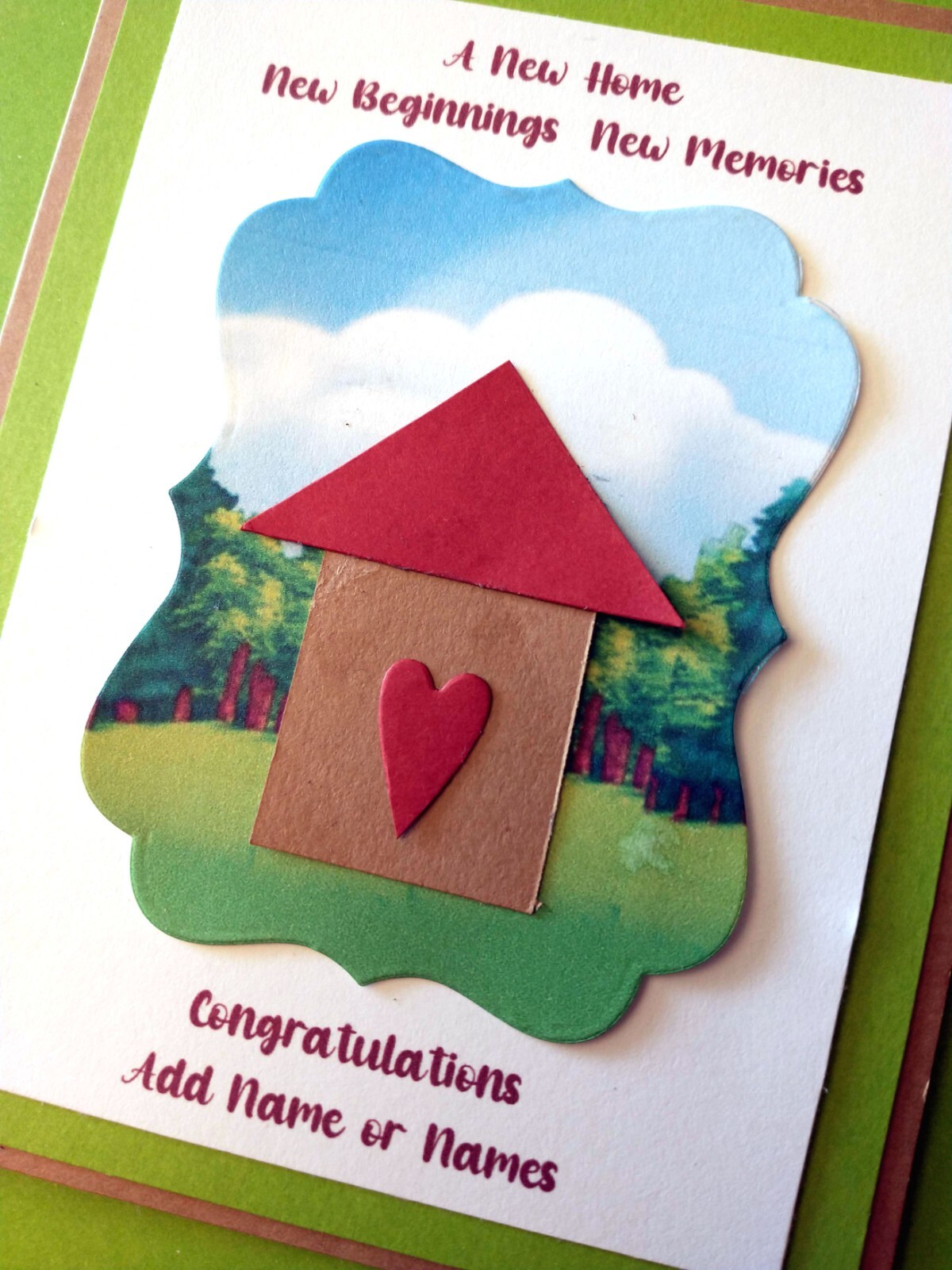 New Home Handmade Card with Personalized Name or Names comes with Inside Verse gallery
