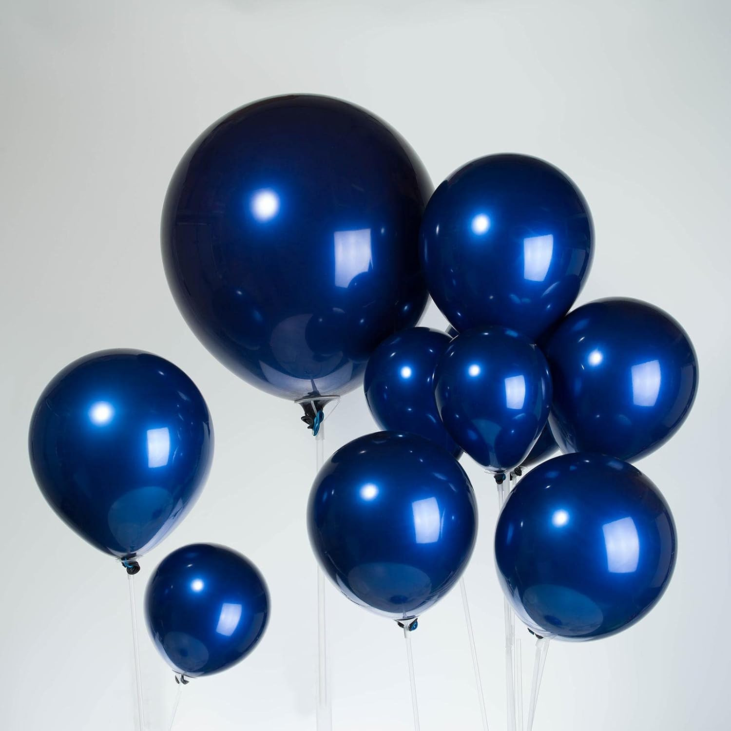 Chrome Blue Double-Stuffed Balloons Different Sizes 52 PACK 18+10+5 Inch Metalli gallery