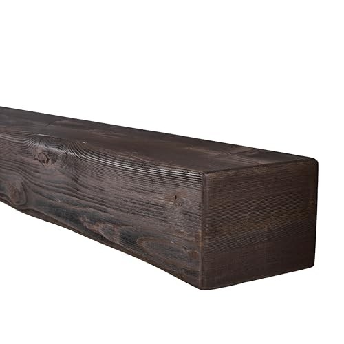 Handmade Fireplace Mantel Shelf, Rustic Wood Wall Mounted 48 inches Dark Walnut gallery