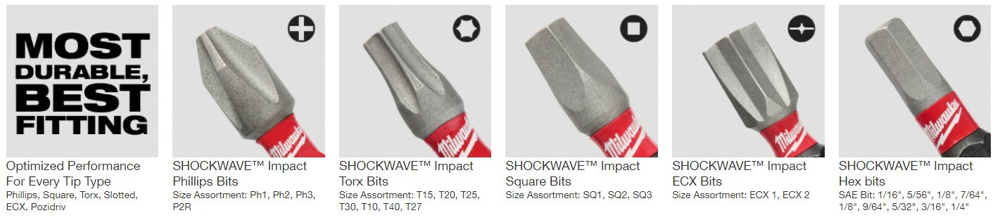 Milwaukee 6 Inch Shockwave Impact Driver Bits All Sizes SHIPS NOW! gallery