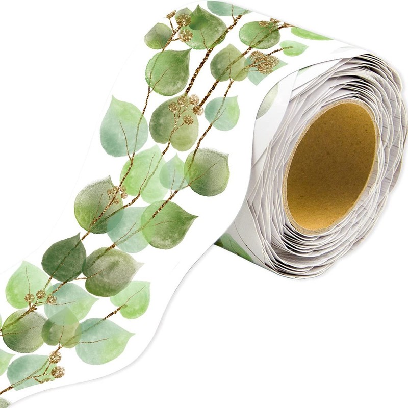 Fancy Land Eucalyptus Die-Cut Border Trim 36ft Per Roll Two Sided Printed Lea... gallery