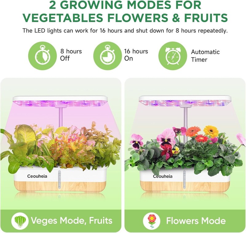 Hydroponics Growing System 12Pods, Indoor Herb Garden with LED Grow Light gallery