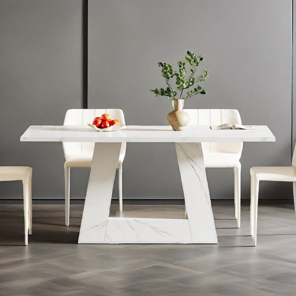 NEW Dining Table Faux Marble Dining Table Modern Kitchen Table Dining Room White gallery