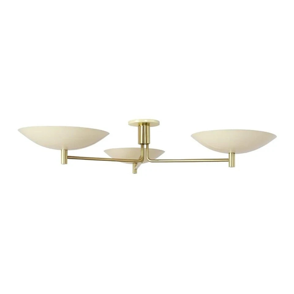 3-Arm Sputnik Chandelier - Handmade Mid-Century Modern Raw Brass Flush gallery