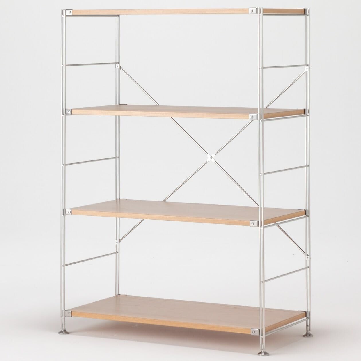 Muji Stainless steel unit shelf & Oak shelf set Wide 86×41×120cm 83266998 gallery