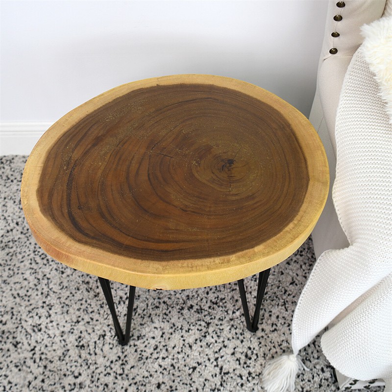 Rustic Natural Round End Table Wood Side Table, Nightstand, Plant Stand gallery
