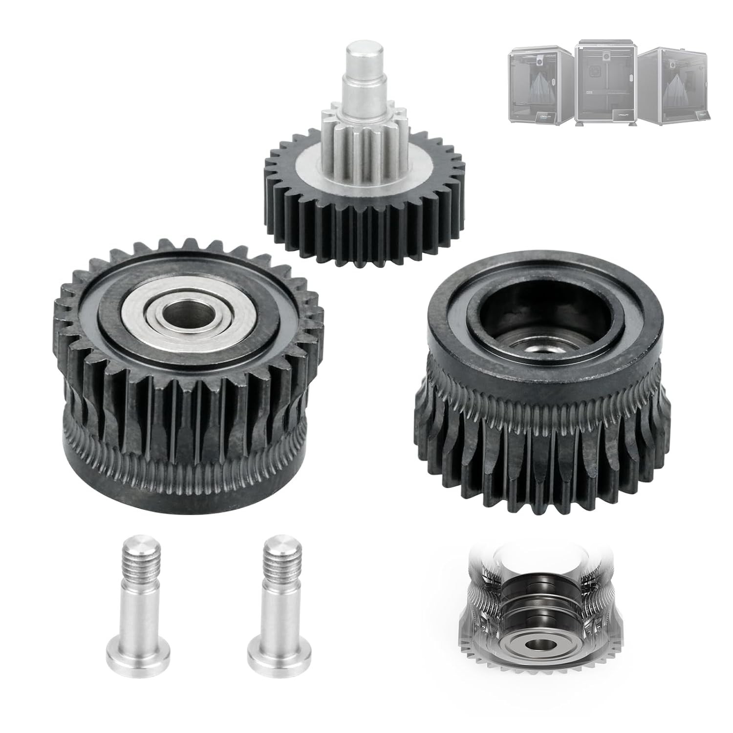 Upgrade k1 Max Extruder Double Bearing Gear Upgrade Kit Hardened Steel DLC Black gallery