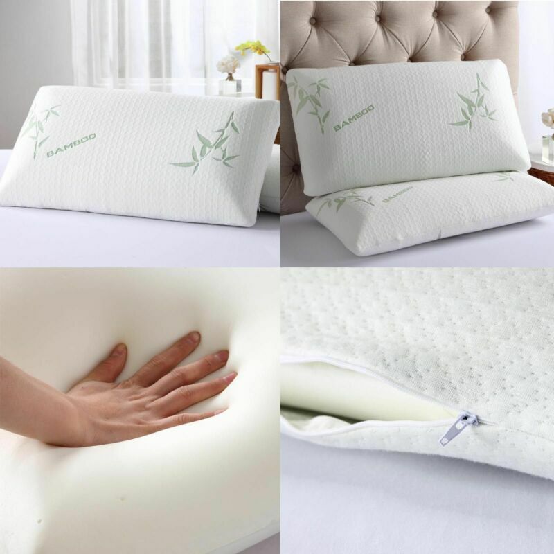 1/2Pack Bamboo Memory Foam Bed Pillow Queen/King Size Hypoallergenic w/Carry Bag gallery
