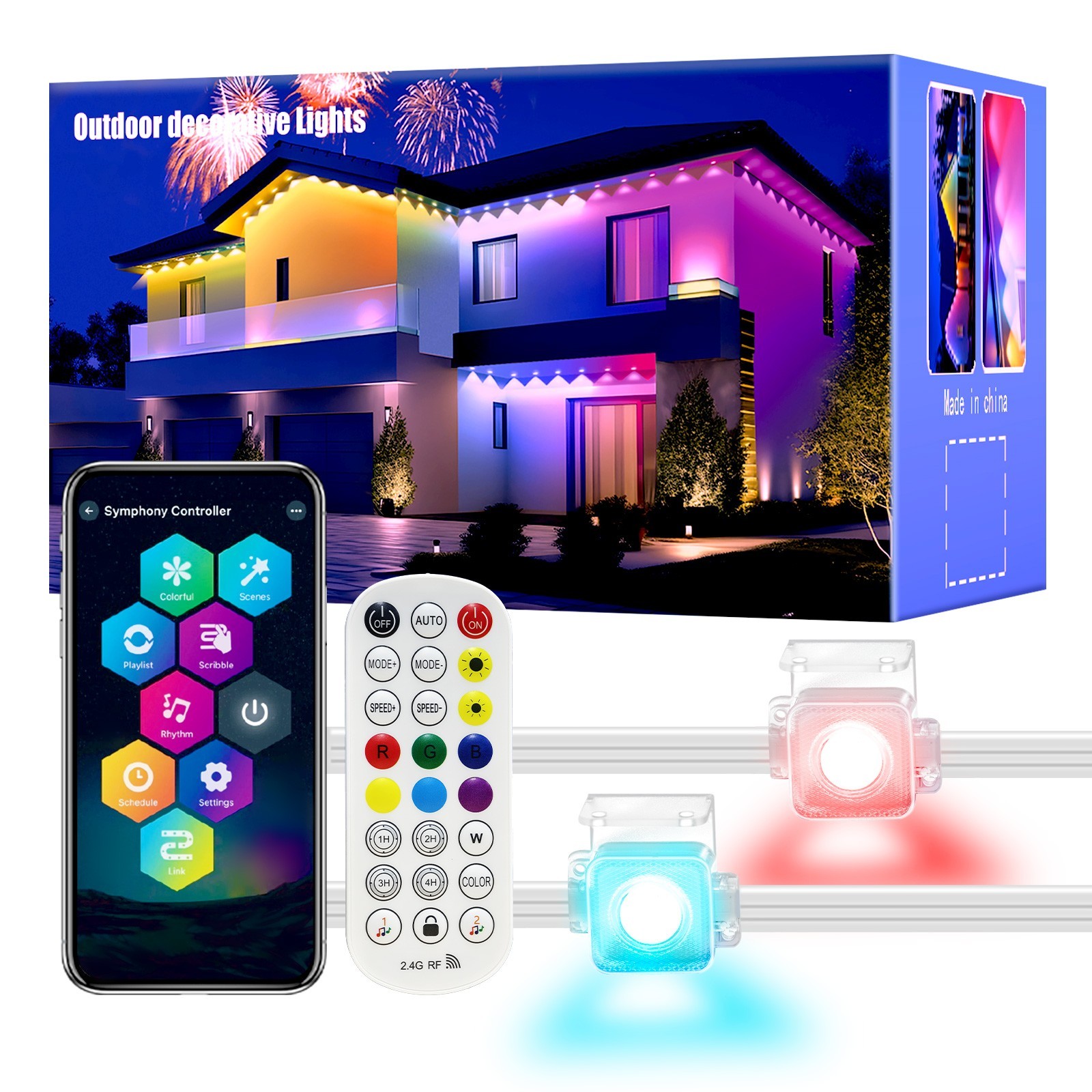 TJOY 100ft Permanent Outdoor Lights IP67 Smart RGB+IC Eaves LED Lights with App gallery