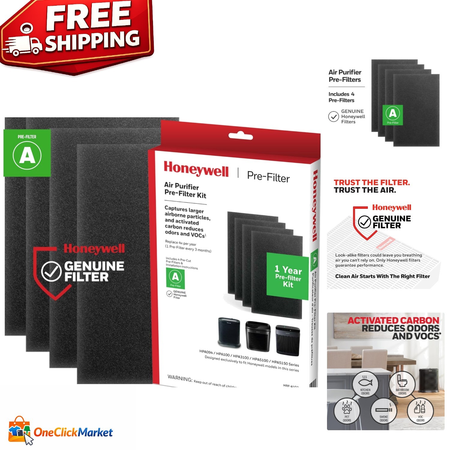 Odor-Reducing Air Purifier Pre Kit Filter - 4 Pack for Ultimate Freshness gallery
