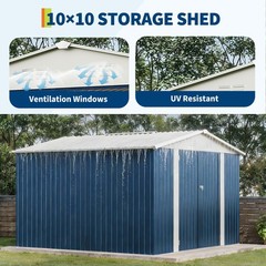 10 X 10 FT Outdoor Lockable Storage Metal Garden Shed for Tools,Lawn Equipment