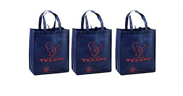 3 Houston Texans Reusable Shopping Grocery Tote Gift Bags - Go Green NEW gallery