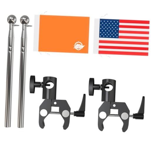 2 Pack American Boat Flag Pole Kit, 44-Inch Orange Boat Flag With Pole, gallery