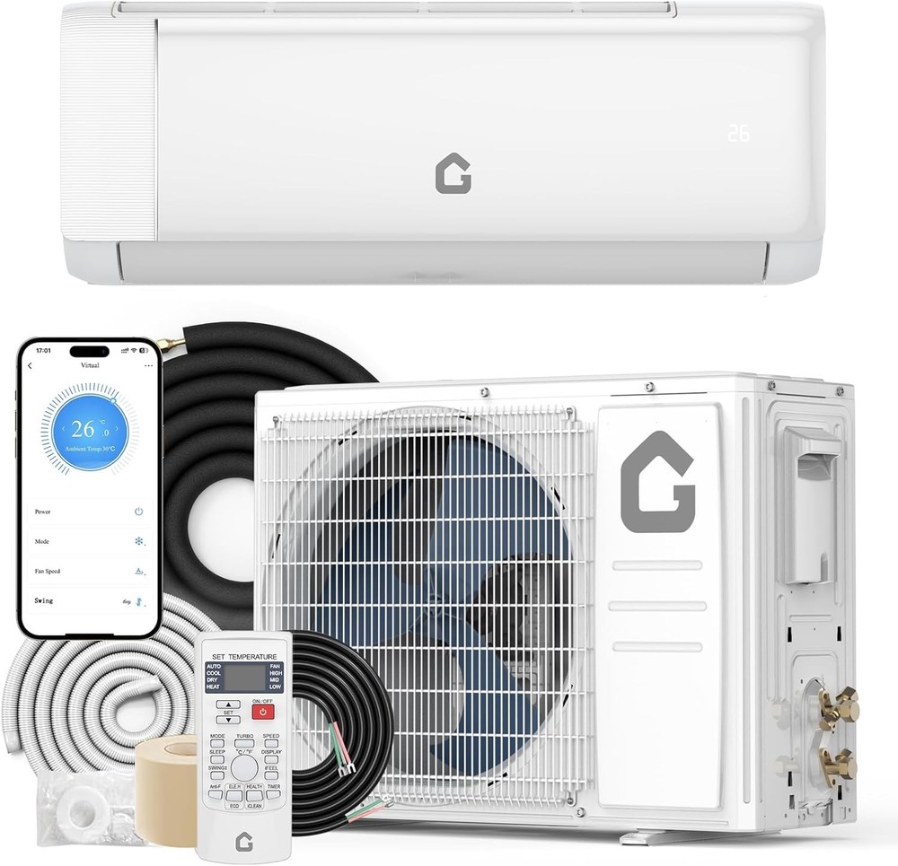 18000 BTU Mini Split Air Conditioner Heat Pump WiFi Inverter 21 SEER2 230V w/kit