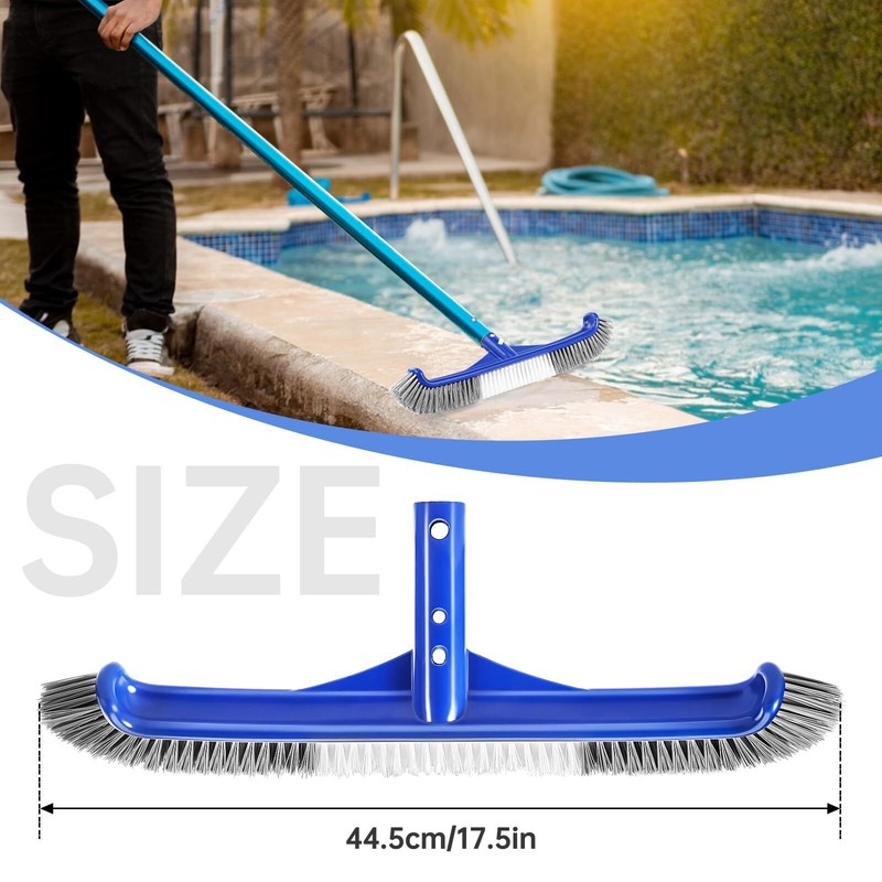 Pool Brush Head, 17" Pool Brushes for Cleaning Pool Walls, Curved Ends High gallery