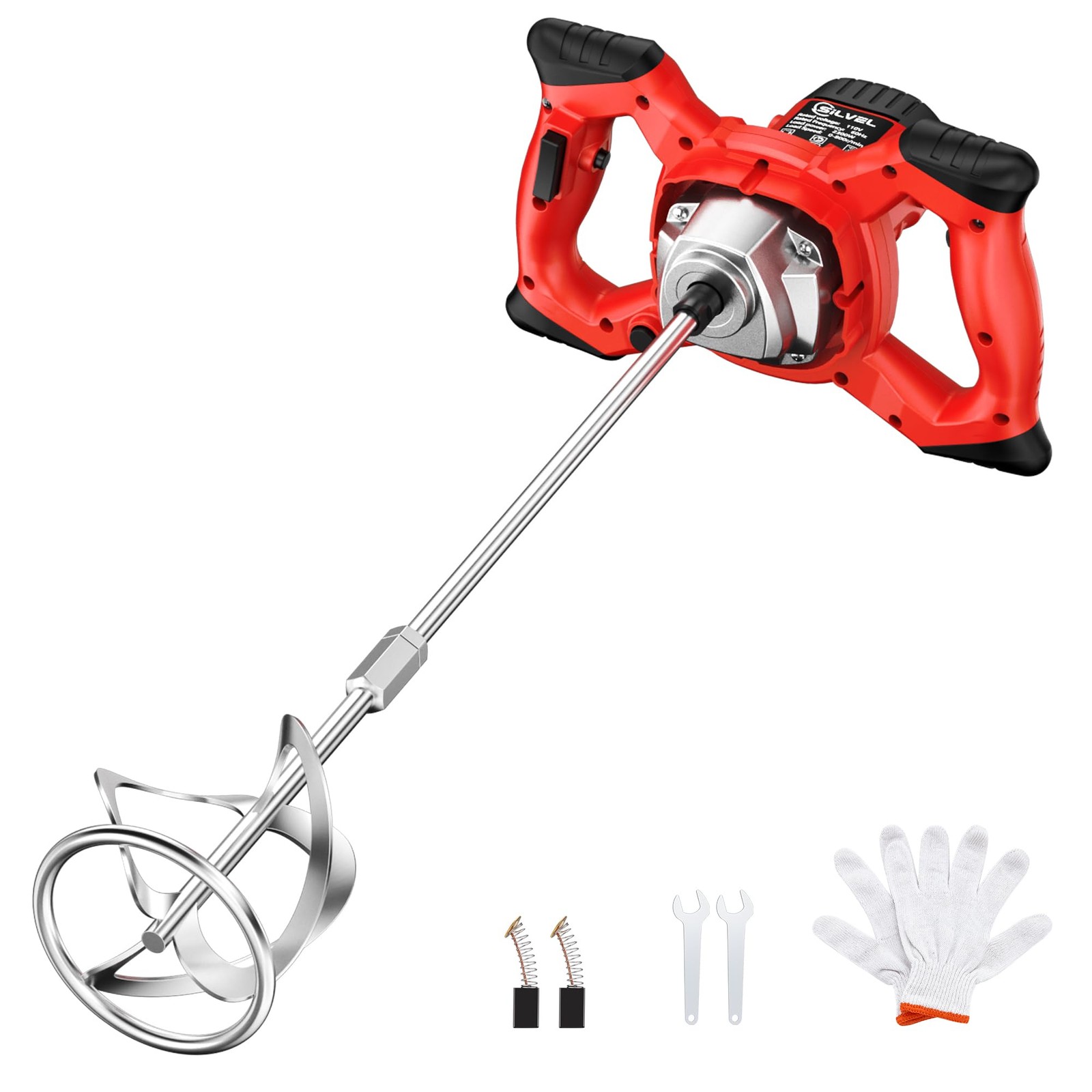Cement Mixer, Max 2300W Electric Concrete Mixer with 6 Adjustable Red gallery