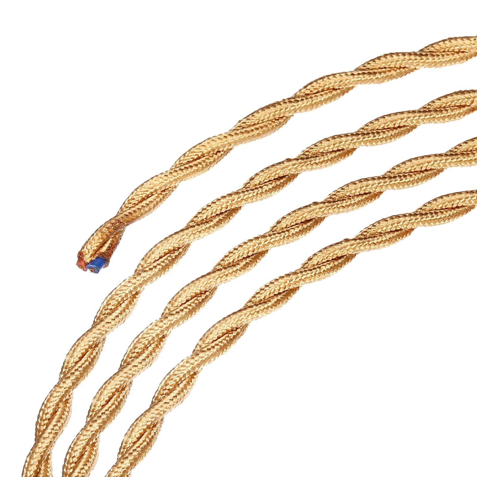 Twisted Cloth Covered Wire 2 Core 18AWG 10m/32.8ft Cable,Light Gold Tone gallery