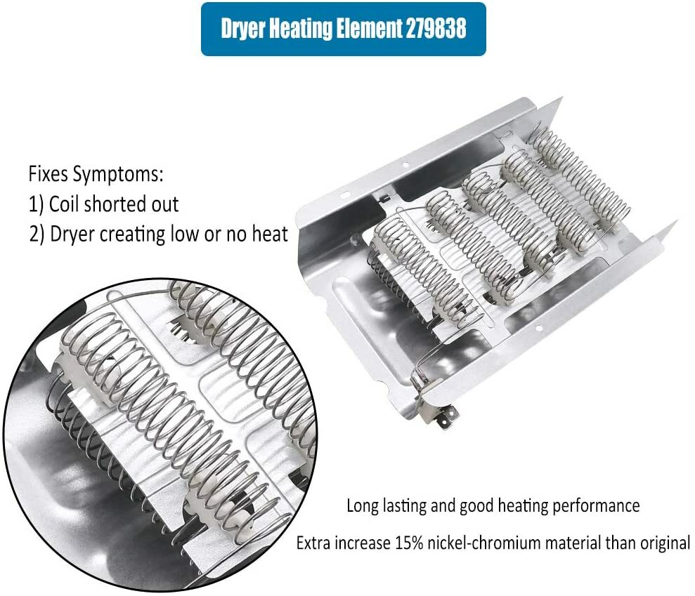 279838 Dryer Heating Element W10724237 AP3094254 3398064 Fit Whirlpool Kenmore gallery