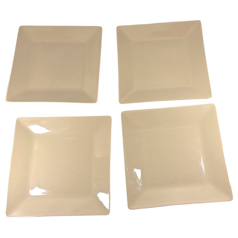 Real Simple 4 Plates 8" Beige Tan Square Salad Desert Appetizer Scandinavian gallery