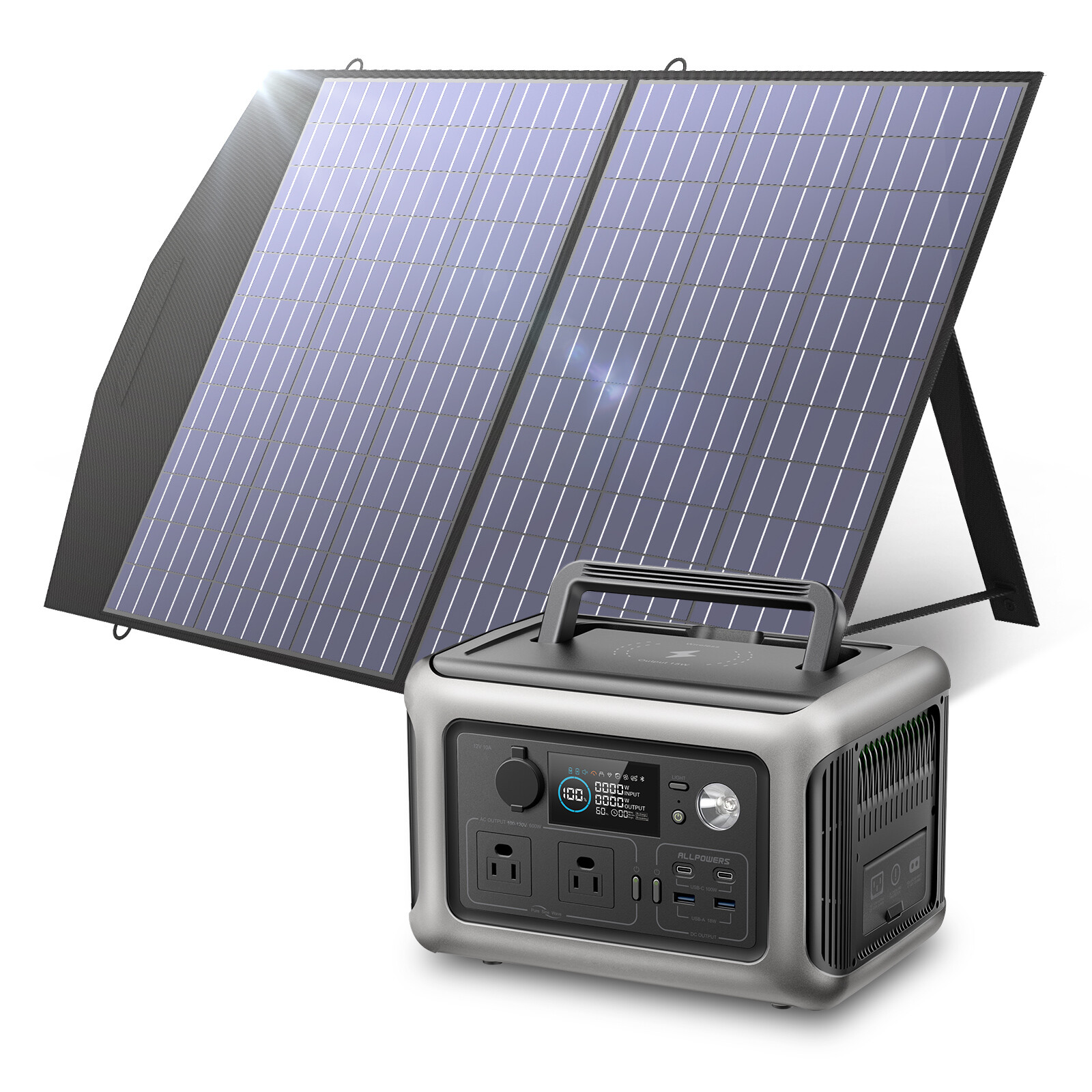 ALLPOWERS 600W R600 Portable Power Station Lifepo4 battery Solar Panel Camping gallery