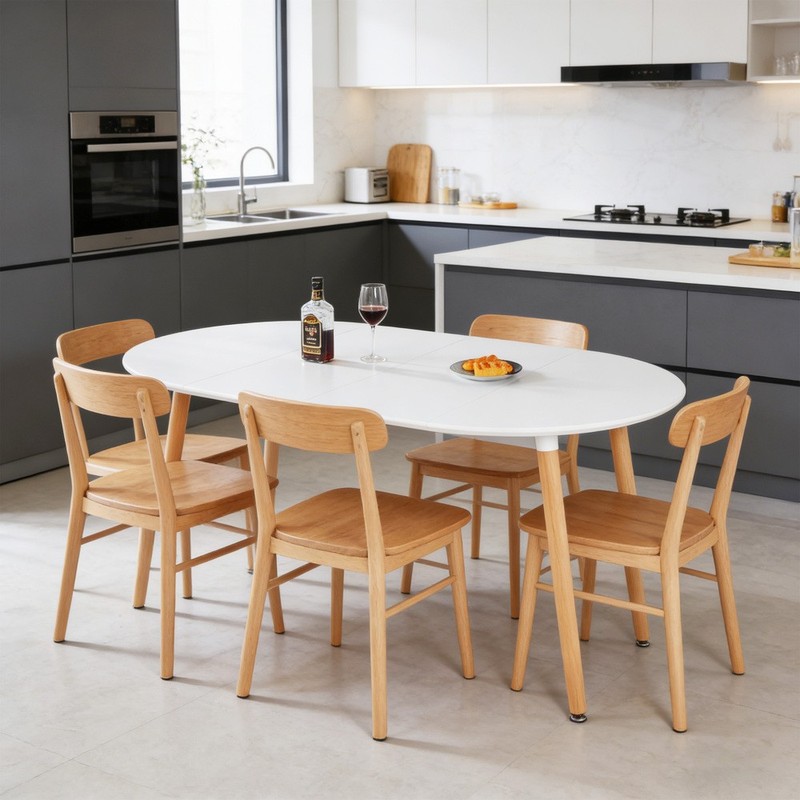 Extensible tableDINING TABLEOFFICE TABLECOFFEE TABLEwood leg100/140/180x100x75cm gallery