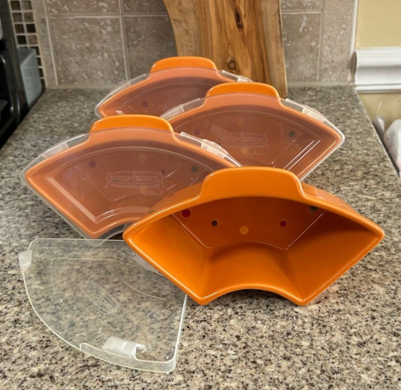Temptations ~Polka Dot~Orange~10Pc Snack Veg Chip Dip Server gallery