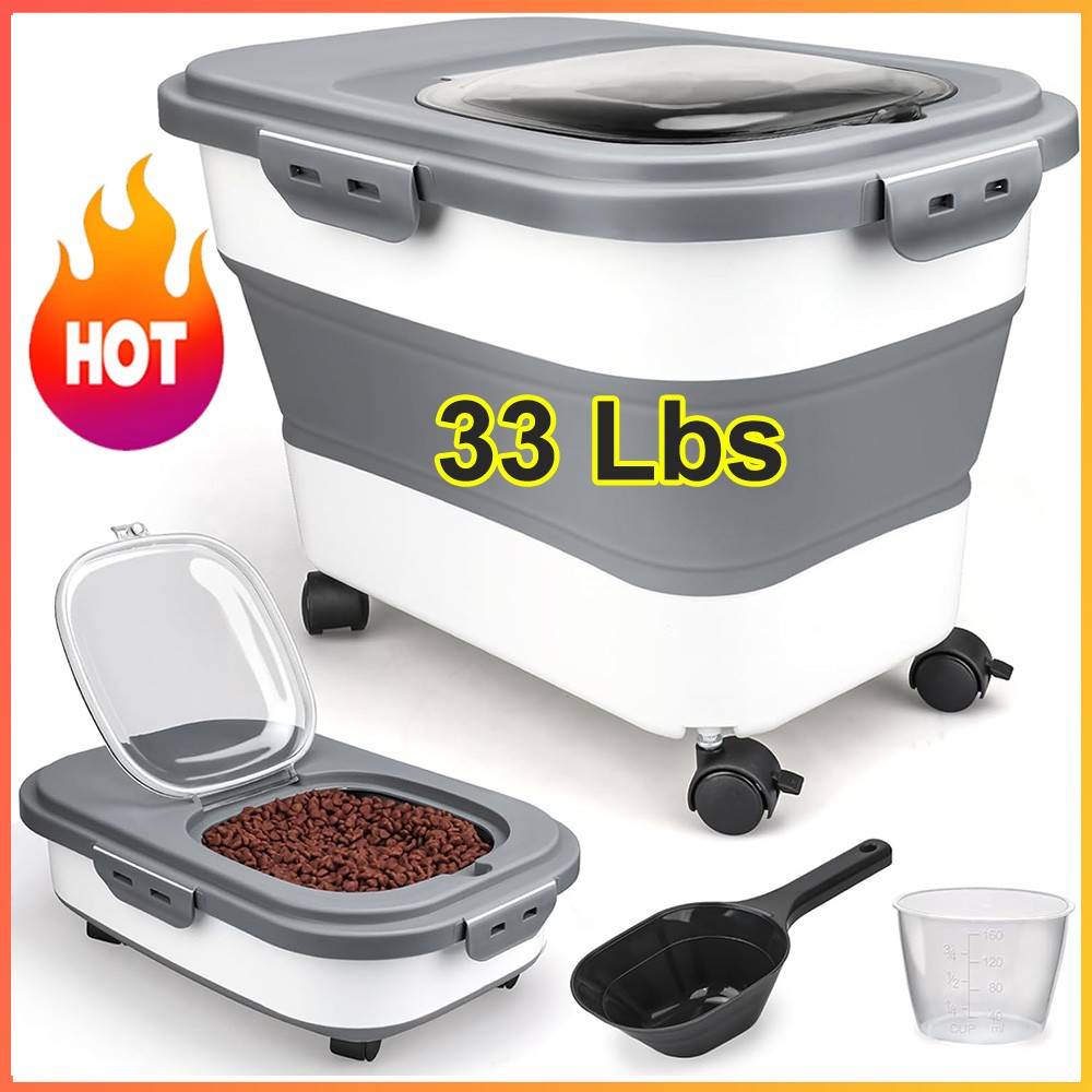 Dog Food Storage Container Collapsible Food Storage Containers w/ Wheels & Scoop gallery