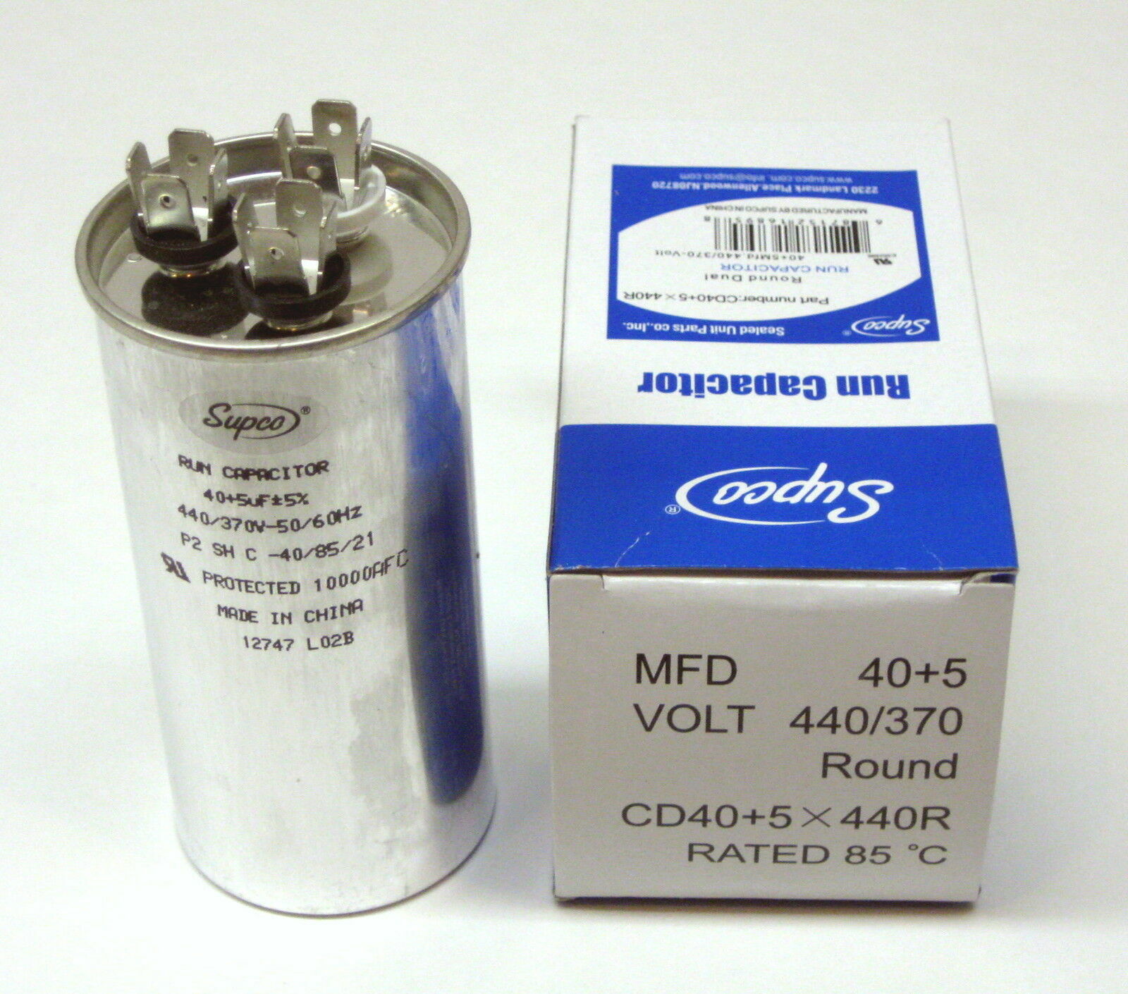 Air Conditioning HVAC Round Dual Motor Run Capacitor 40 + 5 MFD 440 Volt gallery