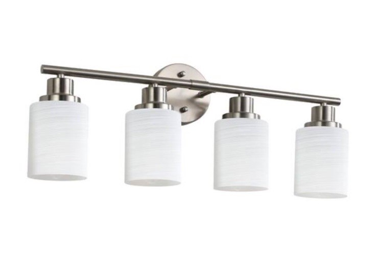 Rediam 24.4 in. 4-Light Vanity Light Fixture Sand Nickel w/ Frosted Glass Shades gallery