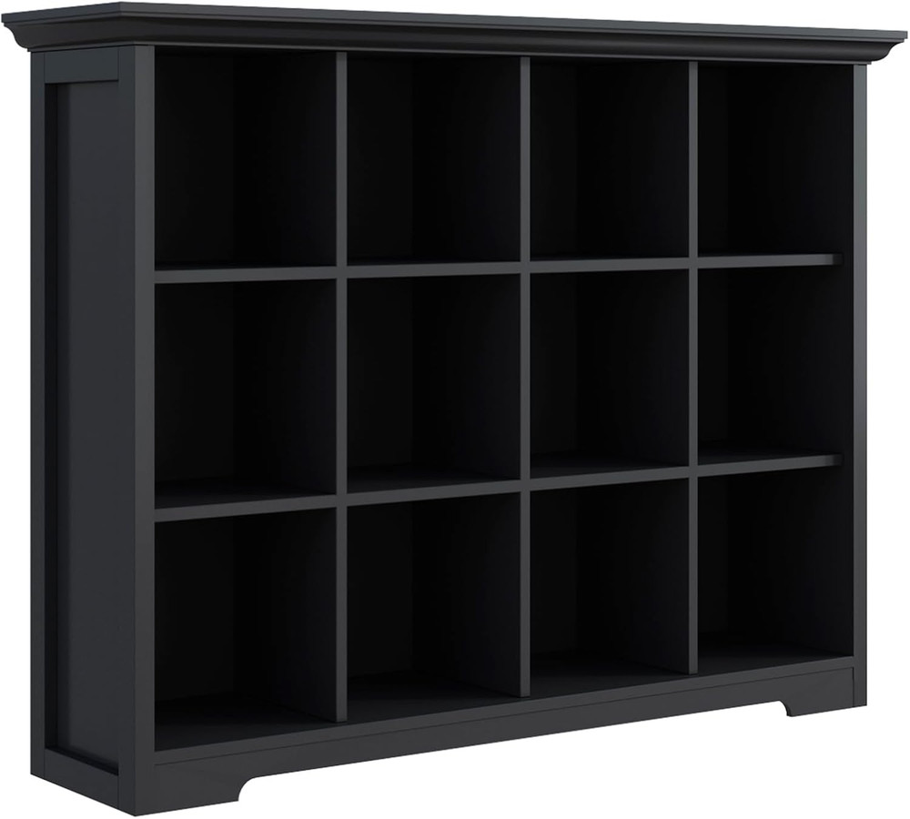 Cube Storage Bookcase with Base - Wooden 3 Tiers Floor Standing Open Shelf Cabin