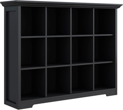 Cube Storage Bookcase with Base – Wooden 3 Tiers Floor Standing Open Shelf Cabin
